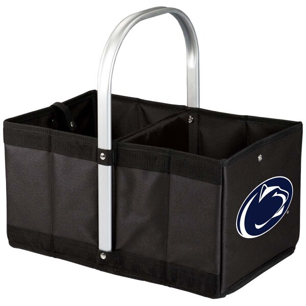 black collapsible basket with aluminum handle and Penn State Athletic Logo